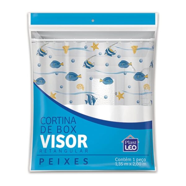 Cortina para Box Plástico Leo Peixes 1,35x2,00 com