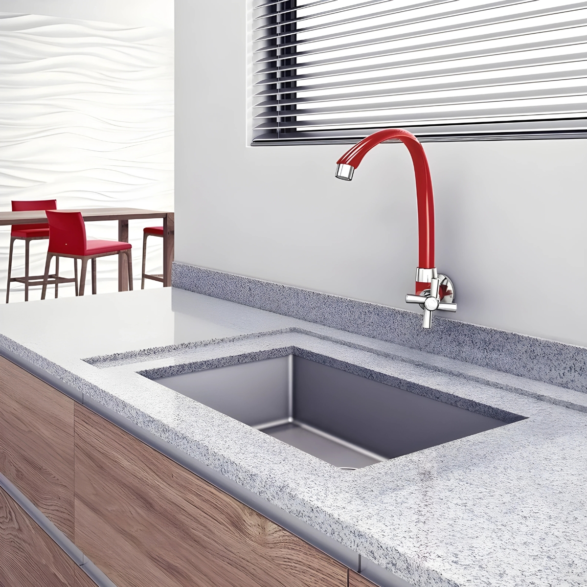 fdgrgr Torneira Tigre Cross Parede Bica Móvel Vermelha - Imagem 6